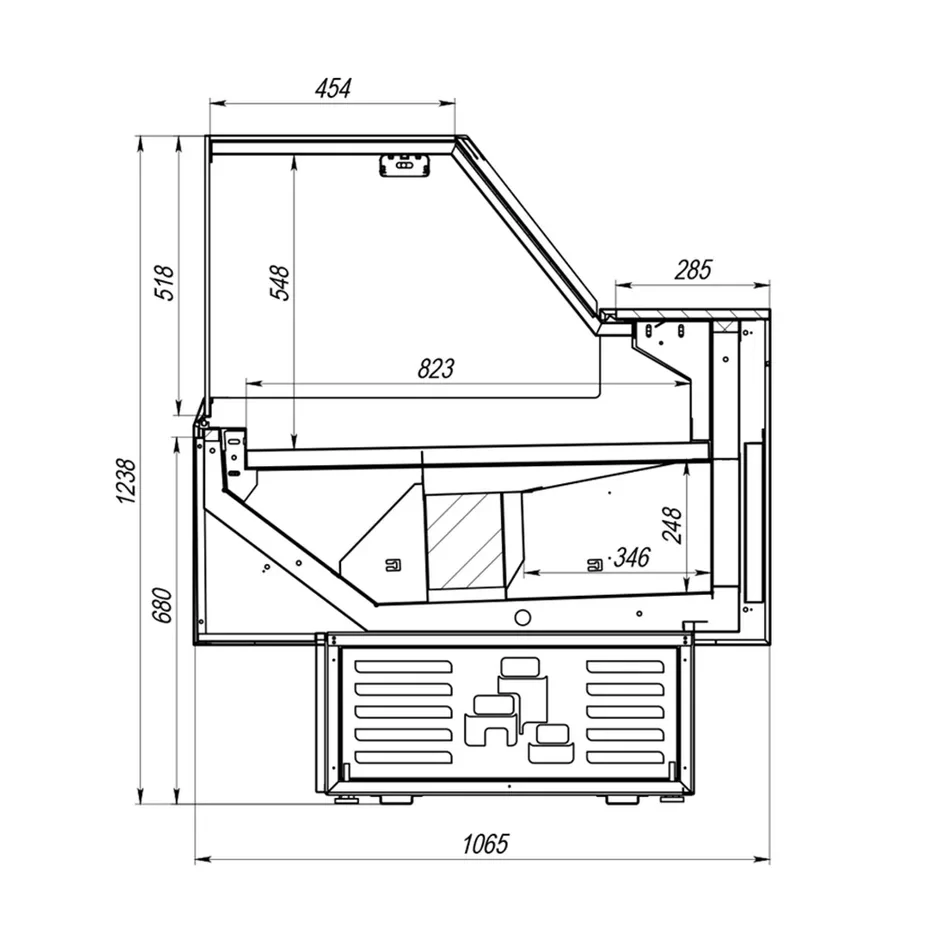 Среднетемпературная витрина SPC Спринг (Шале) 1250